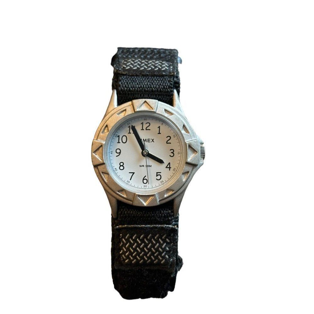 Timex Women's Analog Watch Black Strap White Dial WR 30M 25mm Case